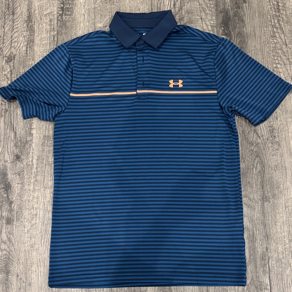 Under Armour Men's Navy and Orange Polo Shirt